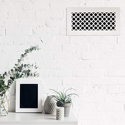 Saba Air Vent Cover Grille - Acrylic Plexiglass 8" X 12" Duct Opening, 10" X 14" Overall White Finish Decorative Covers For Walls & Ceilings Not For Floor Use, Venetian #TOP2