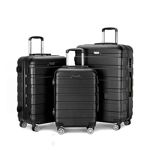 Carry-On Luggage ABS 3 Piece Set With Lock Spinner 20in 24in 28in,Lightweight Luggages For Travel Luggage Carry On (Color : Black, Size : 20+24+28inch)