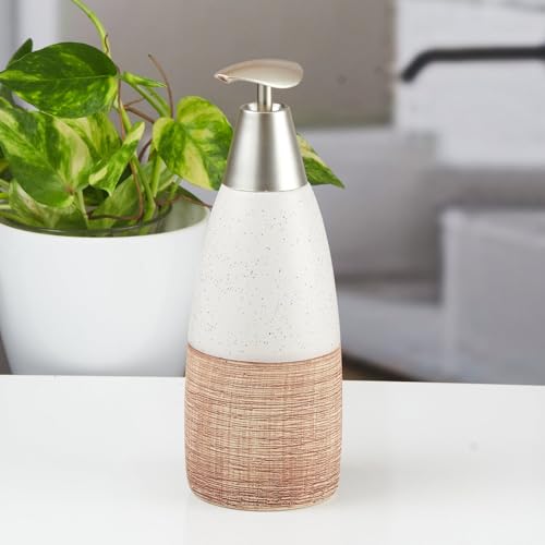 Image of SaSaSa Ceramic Soap Dispenser with Stylish Refillable Pump Bottle for Bathroom Handwash & Kitchen Wash Basin, Perfect for Hand Soap, Lotion and Shampoo, Multicolor, (Set of 1) (11362)