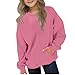 Girls Oversized Sweatshirts Casual Long Sleeve Fleece Pullover Tops Cute Fashion Crewneck Winter Warm Jumper Clothes B- Pink