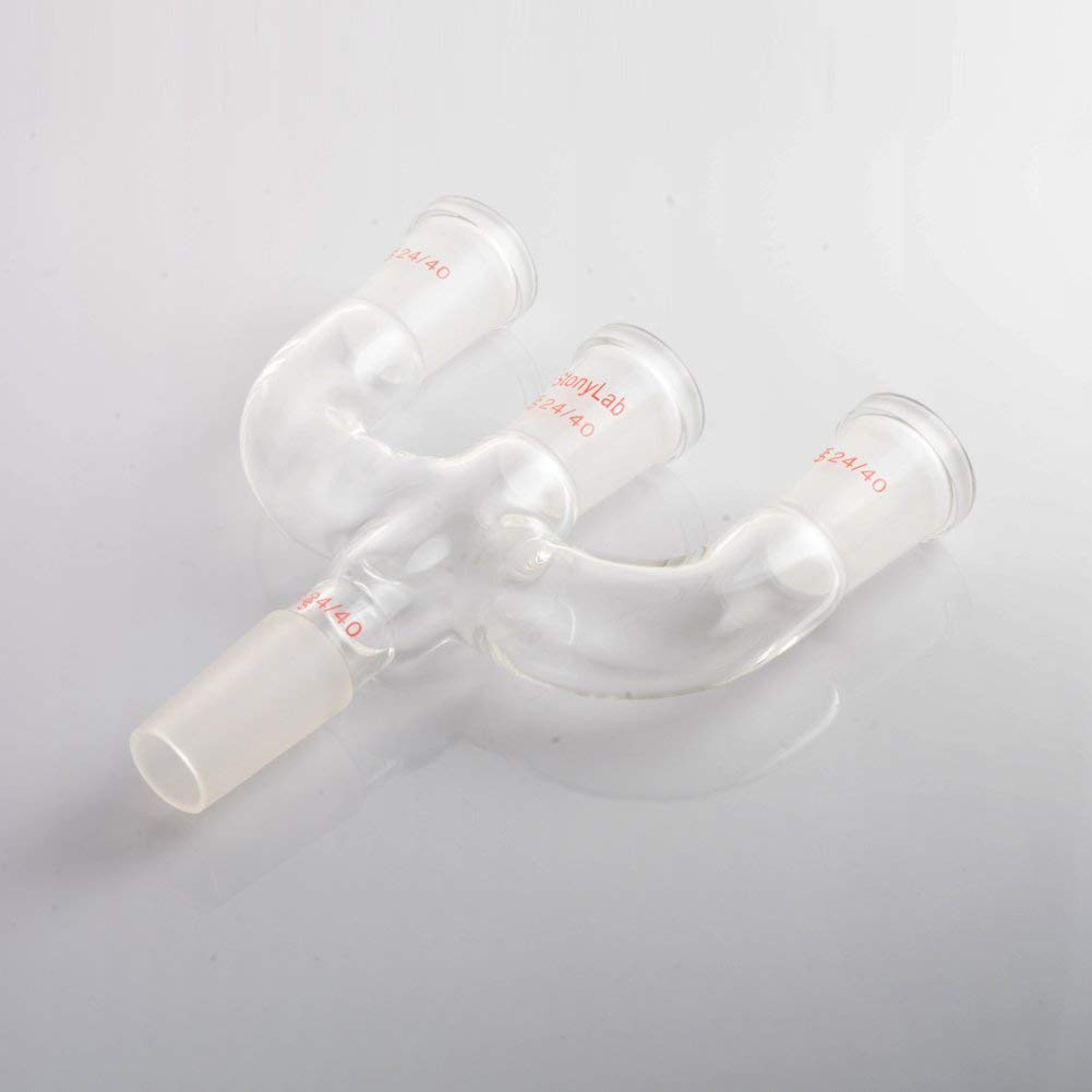 stonylab Adaptateur de Distillation Claisen à 4 Voies avec Joints 24/40 et Adaptateur de Raccordement pour Alimentation de Laboratoire