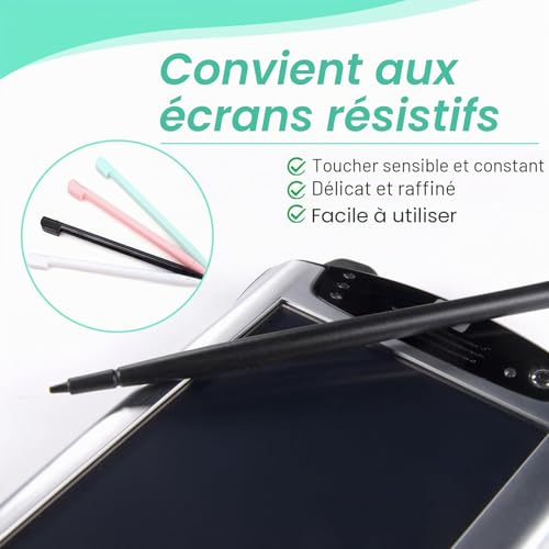 Lot de 8 stylets de haute précision pour 3DS Lite, DSL, NDSL, 4 couleurs, durables et compatibles, pour jeux et navigation – vue 3