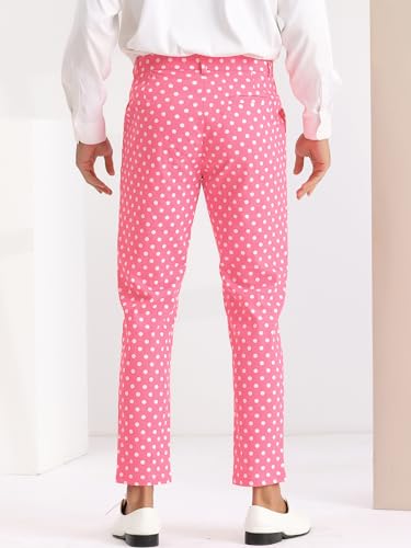 Lars Amadeus Polka Dots Dress Pants for Men's Flat Front Business Wedding Retro Trousers3