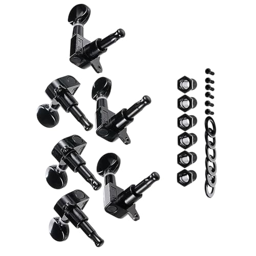 Accordeurs noirs en métal pour guitare gauche - Lot de 6 mécaniques pour chevilles 10 mm
