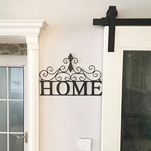 Yamfurvo Scrolled Home Word Wall Decor, Metal Wall Mounted Plaque Door Art Sign, Decorative Hanging Wall Ornament For Bedroom, Living Room, Dining Room, Black #TOP18