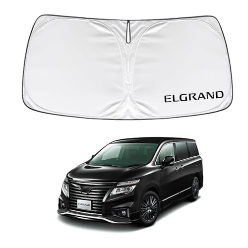 SAWAKAKI 日産 エルグランド E52系 専用設計 サンシェード フロントガラス用 ロゴ付き 日焼け防止 断熱 UVカット 紫外線カット 暑さ対策 コンパクトに収納