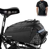 VENFOREST Bike Rear Rack Bag,9L PVC Waterproof Bike Trunk Bag for Road and Mountain Bikes,Bicycle Rear Seat Bag with Rain Cover Bike Saddle Bag for Cycling Trip (Pure Black)