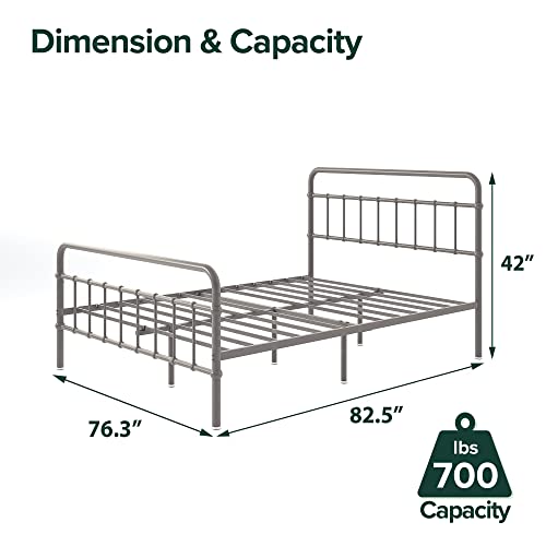 Image of Zinus Florence Metal Platform Bed Frame, Mattress Foundation, No Box Spring Needed, Easy Assembly, Grey, King
