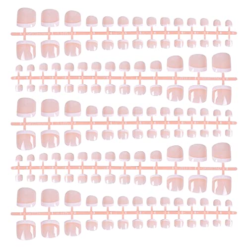 140pcs Faux Ongles d'orteil, Faux Ongles Pieds Court, French Pieds Ongles Couverture Complète Nail Art Tip pour Femme Fille DIY Manucure, 14 Tailles (A) Cover
