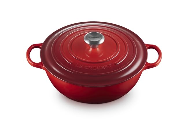Le Creuset Signature La Marmite aus Gusseisen, Ø 26 cm, Für alle Herdarten und Induktion geeignet, Volumen: 4,1 l, 4,255 kg, Kirschrot… – Ansicht 2