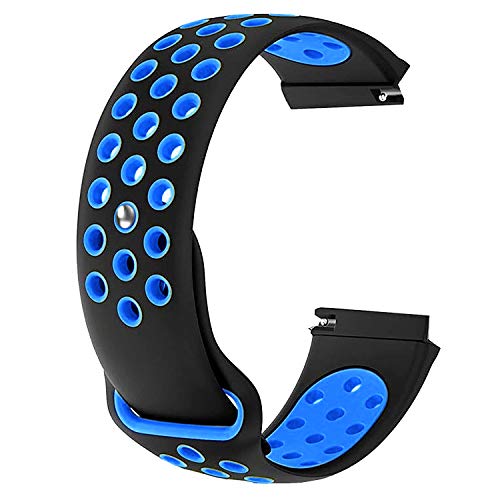 Image of ACM Watch Strap Silicone Belt 22mm Compatible with Fossil Gen 5 Carlyle Smartwatch Sports Dot Band Black with Blue
