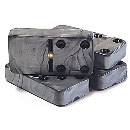 Domino Double 6 Silver Marbleized Tiles Jumbo Tournament Size #TOP2