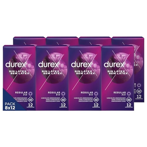 Durex Preservativos Sin Látex, Clásico Sin Látex, Dermatológicamente Testado, 12 condone [Pack 8 Unidades]