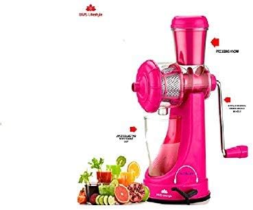BMS Lifestyle Plastic Hand Juicer for Fruits and Vegetables with Steel Handle Vacuum Locking System| Travel Juicer for Fruits and Vegetables | Juicer Machine (White)