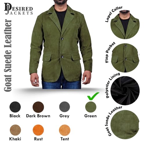 Image of Suede Leather Blazer for Men Suede Sport Coat for Men Blazer Suede Leather Jacket Blazer Coat for Men
