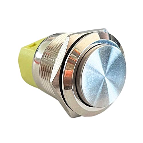 Interruptor de Botón Pulsador Momentáneo Impermeable, Botón pulsador impermeable, Pulsador de contacto momentáneo, SPST NO 5A, Tamaño del orificio de montaje 22 mm, IP65, IK10, 3 pines