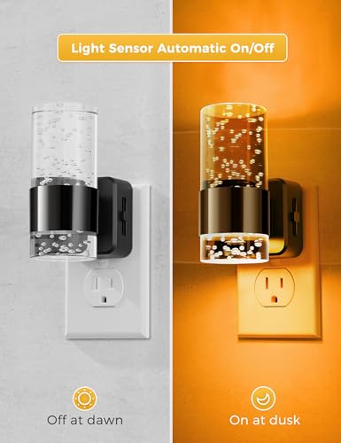 Image of L LOHAS LED Night Light,Dimmable Night Lights Plug into Wall, Acrylic Nightlights with 0-100 LM Adjustable Brightness, Amber Plug in Night Light with Dusk to Dawn Sensor, for Bathroom Hallway