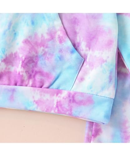 Kids Girls Clothes Cool Girl Print Tie Dye Pullover Sweatshirt and Sweatpants 2 Pieces Outfits Set3