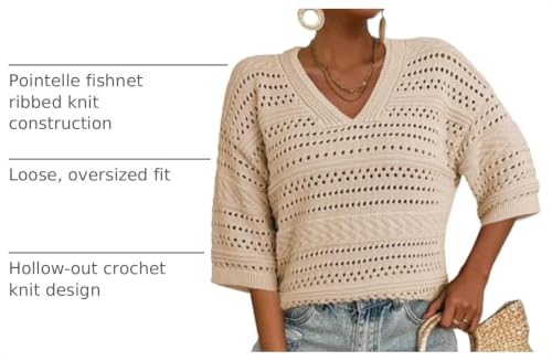 Image of Acelitt Crochet Tops for Women Summer Short Sleeve Sweater