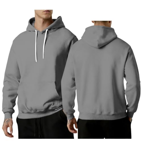 Men's hooded sweatshirt casual pullover unisex dark gray L 5