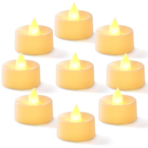 Homemory 12-Pack Flameless LED Tea Lights Candles Battery Operated, 200+Hour Fake Electric Candles TeaLights for Votive, Halloween, Ofrenda, Diya, Wedding Centerpiece Table Decor, Funeral, Christmas