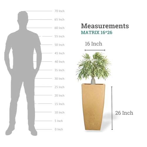 Image of Go Hooked Matrix 26 Inch Big Flower Pot | Outdoor & Indoor Planter for Balcony, Garden & Terrace | Durable Lightweight Decorative Polymer Pot for Live & Artificial Plants (Brown)