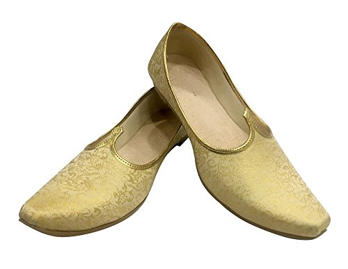 Step n Style Mens Cream Gold Bridal Shoes Wedding Jutti Sherwani Jutti Ethnic Jutti Indian Juti - Image 3