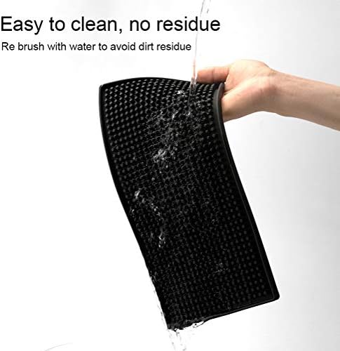 nuoshen 2Pack Rubber Bar Mat, 12 x 6 inch Non-Slip Insulation PVC Black Beer Service Mat for Family Bar Hotel Coffee Shop Hot Drink Shop