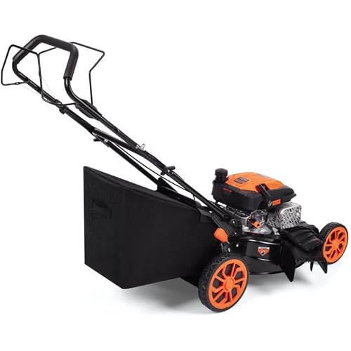21" Self-Propelled Gas Lawn Mower – 170CC 4-Stroke Engine, 7 Cutting Heights, 3-in-1 Mulch/Bag/Discharge, 1.9-Bushel Large Grass Collector, EPA Compliant