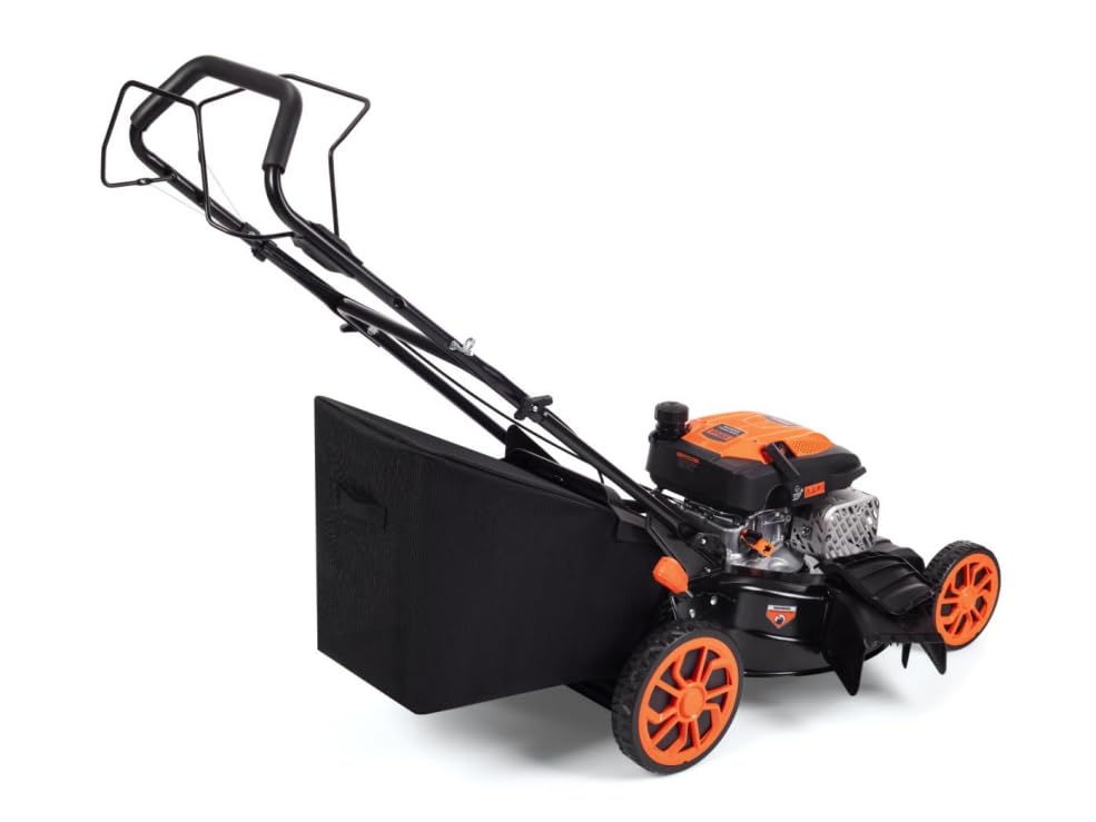 Ezasin Self-Propelled Gas Lawn Mower - 21 inch with 170cc 4-Stroke Engine, 7-Position Cutting Height, 3-in-1 Versatile Mulching Bagging Discharging, 1.9 Bushels Large Grass Collector, EPA Compliment