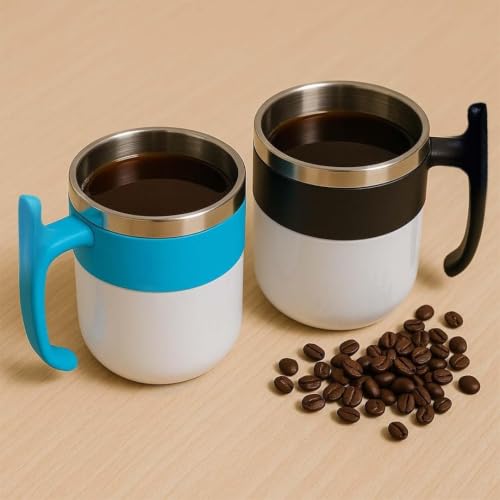 Image of Coffee Mug with Lid Insulated Stainless Steel for Tea Milk Mug Inner Stylist Double Wall Cup for Home & Office Use, Mugs to Gift to Best Friend, Tea Mug-350ml (Assorted Colour)