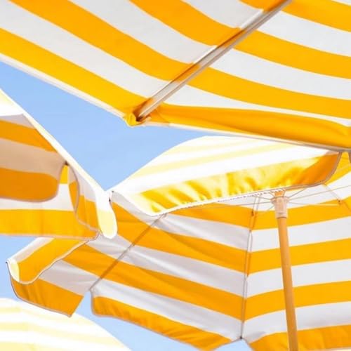 Parasol de plage haut de gamme à rayures avec structure robuste à 8 baleines - 2