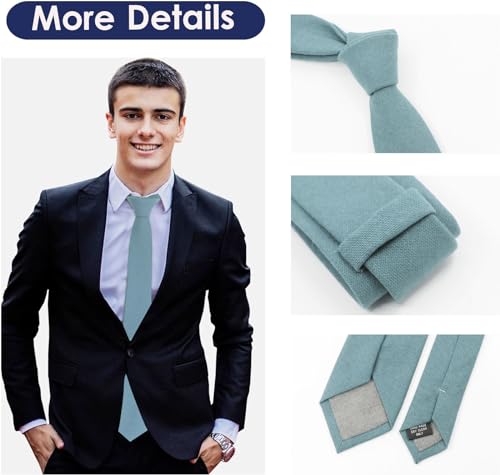 Image of Mantieqingway Mens Skinny Ties,2.56 inch Cotton Neckties Striped Plaid Ties for Groom Groomsmen Wedding Party Christmas