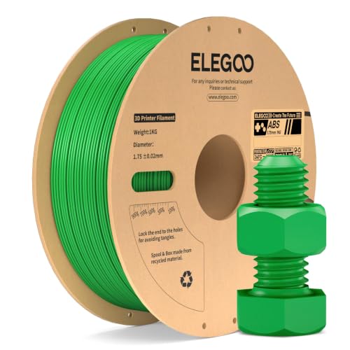 Image of ELEGOO ABS Filament 1.75mm Green 1KG, Heat Resistant 3D Printer Filament High Toughness & Impact Resistance, 1kg spooll(2.2lbs) Fits for Most FDM Printer