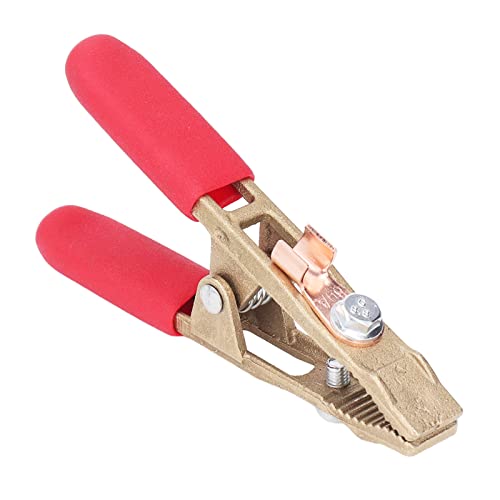 Electric Grounding Clamp, Earth Wire Clamp Multifunctional 260A 40mm Opening Brass with Insulation Sheath for Argon Arc Welding(Red Cover)