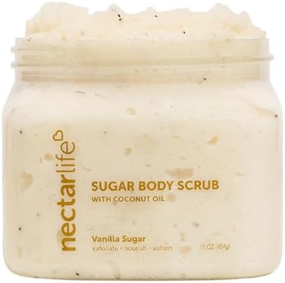 Sugar Scrub, Exfoliating Body Scrub (16 Ounce, Vanilla)