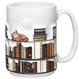 Full-Wrap Embossed 3D Book Mugs For Book Lovers Gifts For Readers Women 3D Bookshelf Mug 15Oz - A Library Shelf Cup, Cat Mugs For Cat Lovers Women And Men, Love Cats Mug Gift For Writers And Authors