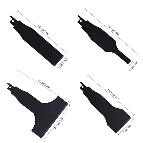 4 Pcs Reciprocating Saw Scraper Blade, 10/30/50/100Mm Sturdy Scraping Tool Attachment Accessoriesas And Adapter For Reciprocating Saw, High Carbon Steel Tile Cleaning Tool For Tile Floor #TOP3