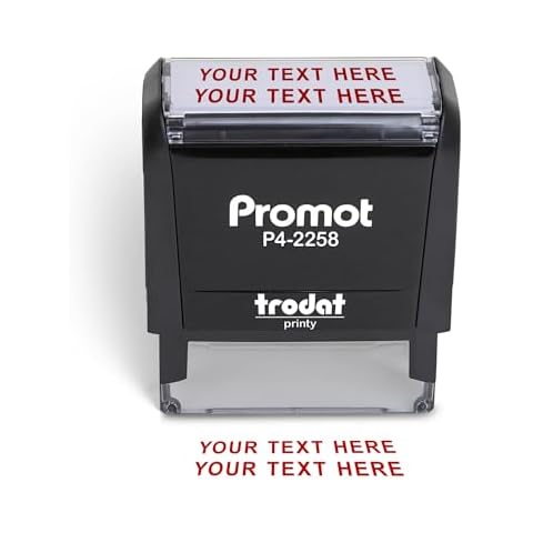 Promot Self Inking 2 Line Custom Stamp - Personalized Name Stamp for Office, Teacher, Address & Business Label Stamp - Choose Font, Ink Color, Pad, for Personal & Professional Use - Large Cover