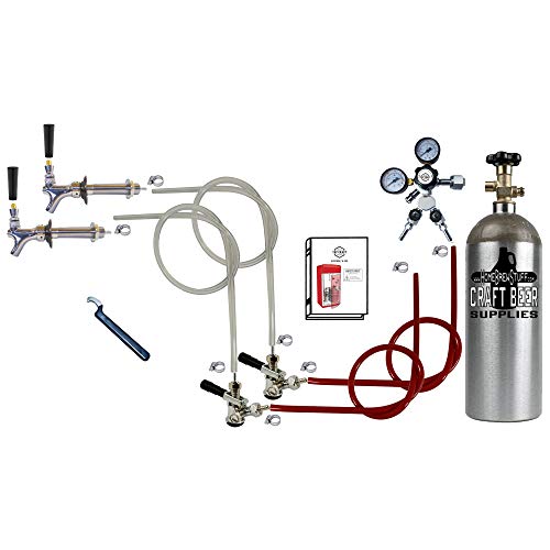 TAPCRAFT 2 Faucet Sanke Kegerator Conversion Kit for Commercial Kegs (2 Faucet w/Reg and Tank)