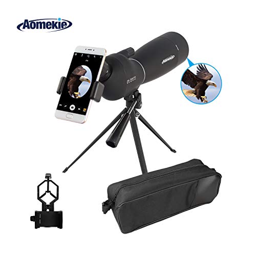 AOMEKIE Telescopio monocular impermeable con trípode y funda de 45 grados de ángulo para observación de aves, tiro con arco y actividades al aire libre, 25-75 x 70.
