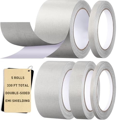 WILLBOND 5 Pcs Faraday Fabric Tape Double Conductive Cloth EMI, Gray