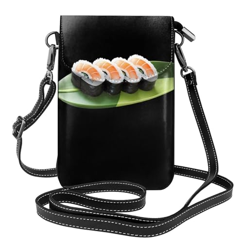 Petit sac à main pour téléphone motif sushi crevettes en cuir pour femme