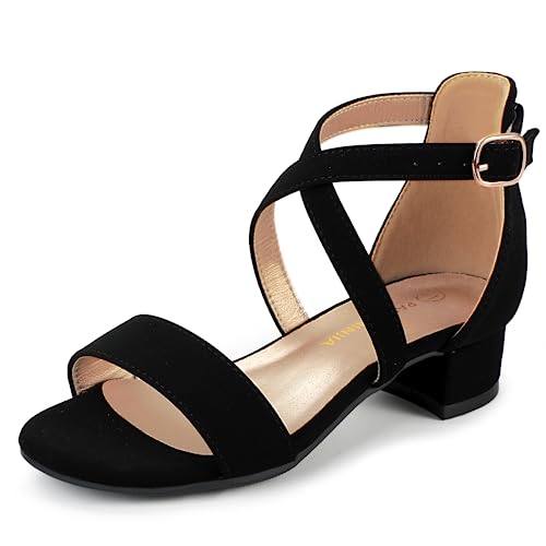 PANDANINJIA Girls Dress Shoes Toddler Kids Heels Sandals Ankle Strap Wedding Party Phoebe Flower Girl Shoes