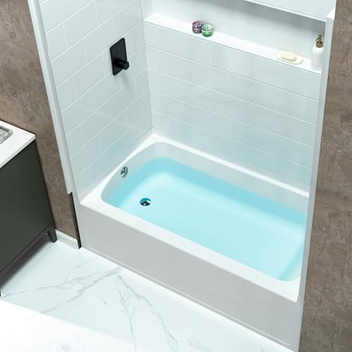 Image of WOODBRIDGE 60 inch x 32 inch Alcove Soaking Bathtub in white with Left-Hand Drain Hole - Tub Only (No Wall Panels)