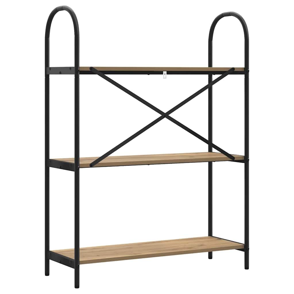 Estantería de roble artesanal, 80 x 30 x 109 cm, estantería moderna de material de madera con 3 estantes resistentes, versátil para sala de estar, estudio, almacenamiento elegante