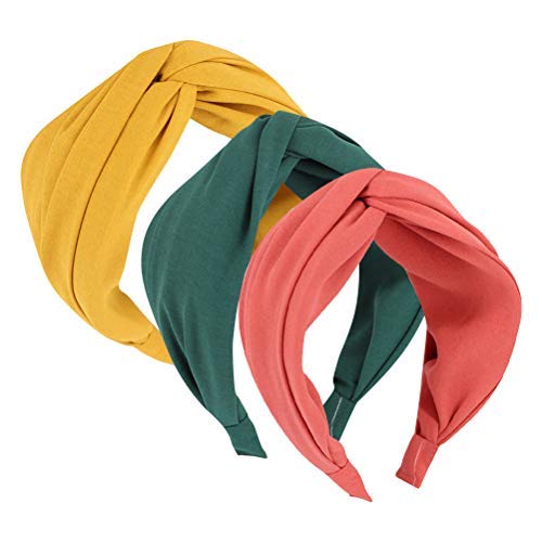 3 diademas anchas con nudo torcido duro, elegante color liso, aro para...