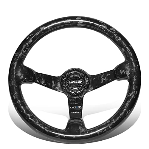 NRG Innovations NRG-ST-036FC Forged Carbon Fiber Light Weight Steering Wheel 350mm 3'Deep Dish, Gloss Black, 6 X 70 PCD