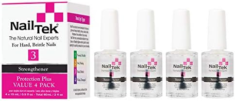 Nail Tek Protection Plus 3, Nail Strengthener for Hard and Brittle Nails, 0.5 oz, Value 4-Pack