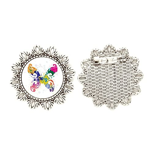 Broche con diseño floral de graffiti plateado complemento mediano de moda para ropa de mujer